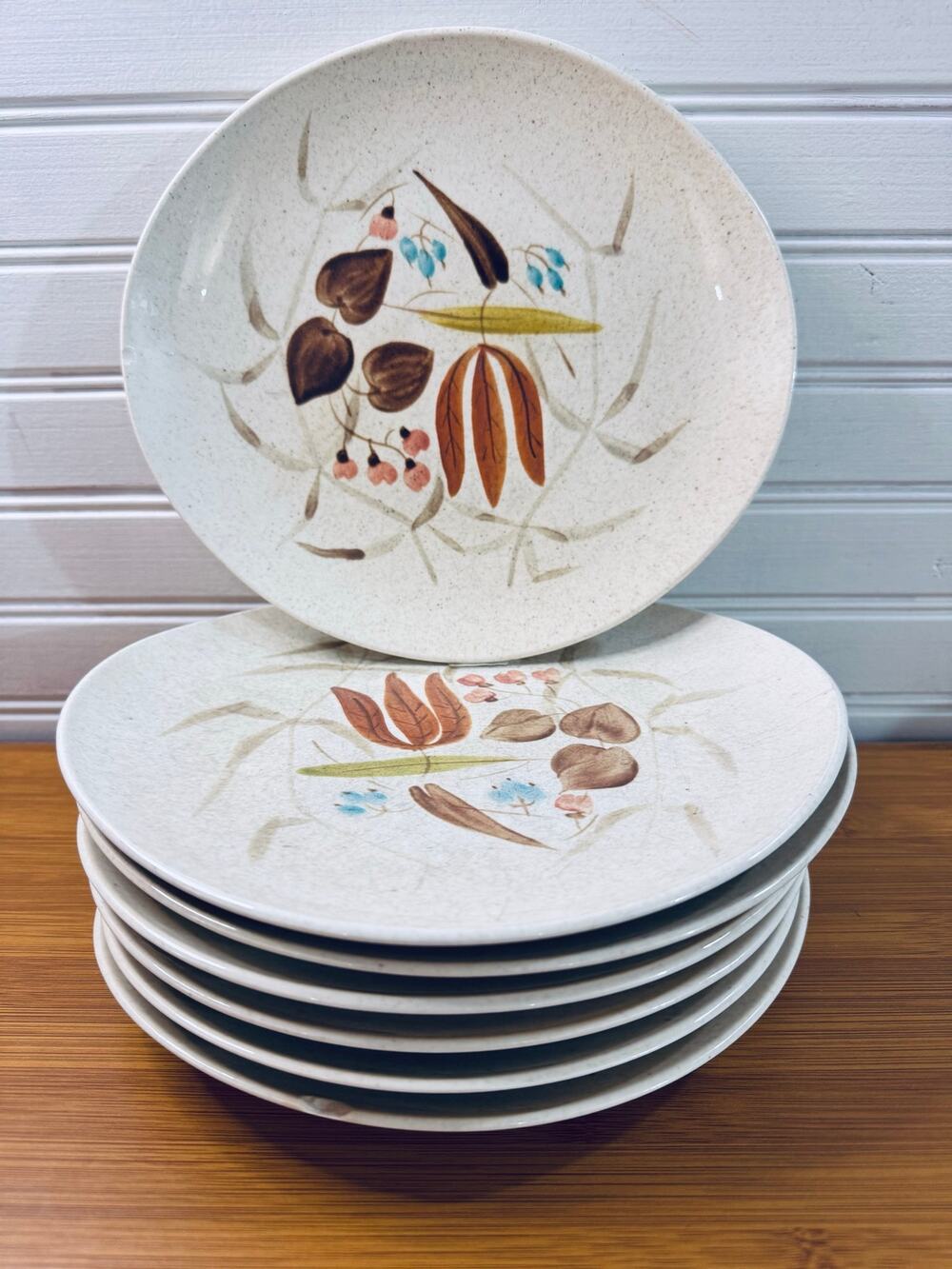 6 Vintage Red Wing Pottery Random Harvest Lunch / Salad Plates 8.5" Futura MCM